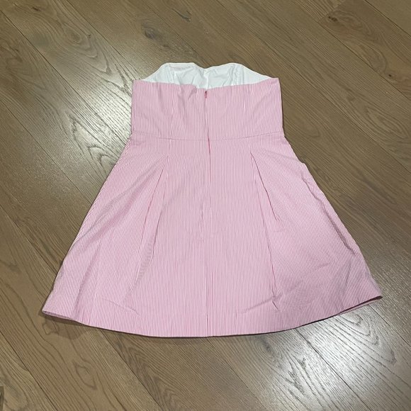 Lily Pulitzer Blossom Seersucker Strapless Mini Dress Pink & White Size 14 - Picture 6 of 15
